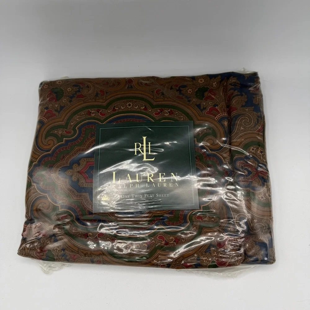 Ralph Lauren Rare Vintage Twin FLAT‎ Sheet BRIANNA Paisley Blue Green NEW